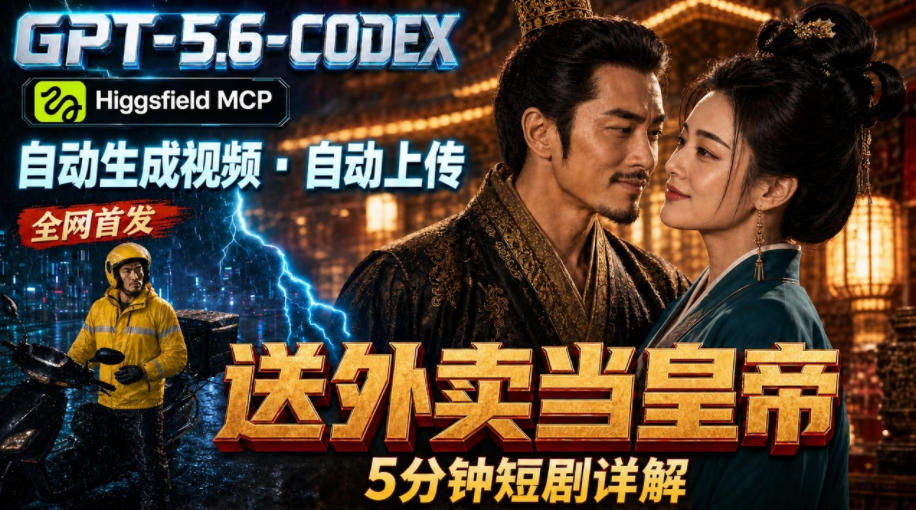GPT-5.6 Codex+Higgsfield MCP：一条指令生成5分钟短剧并自动上传YouTube(油管)-佰因轻创网