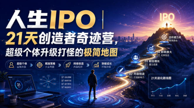 人生IPO︱21天创造者奇迹营，​超级个体升级打怪的极简地图-佰因轻创网