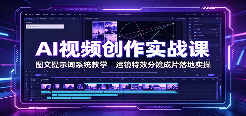AI视频创作实战课：图文提示词系统教学，运镜特效分镜成片落地实操-佰因轻创网