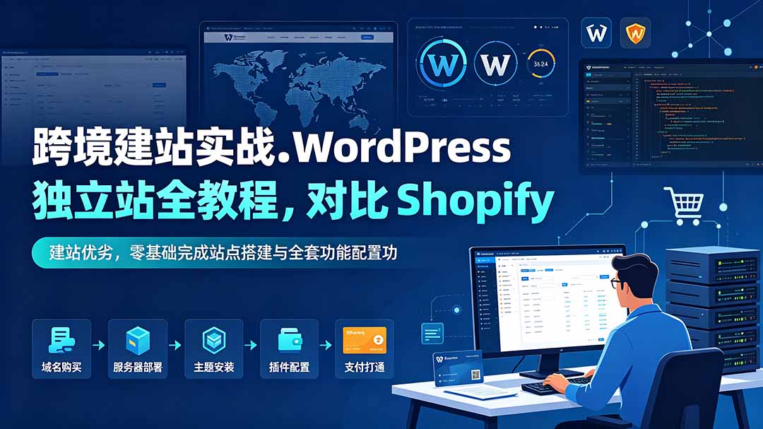 跨境建站实战:WordPress 独立站全教程,对比 Shopify 建站优劣,零基础完成站点搭建与全套功能配置-佰因轻创网