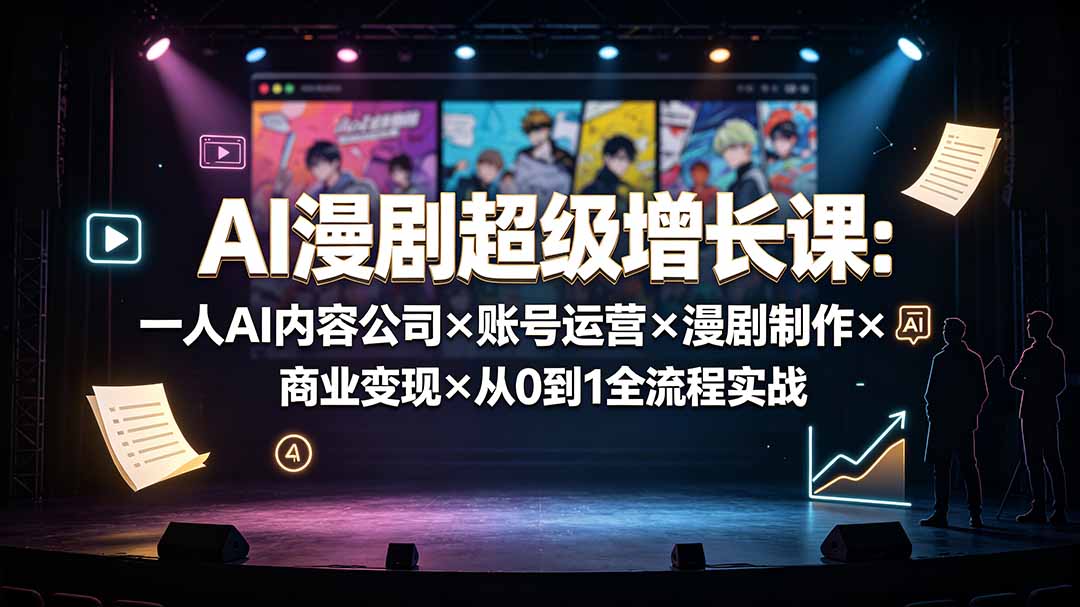 AI漫剧超级增长课：一人AI内容公司×账号运营×漫剧制作×商业变现×从0到1全流程实战-佰因轻创网