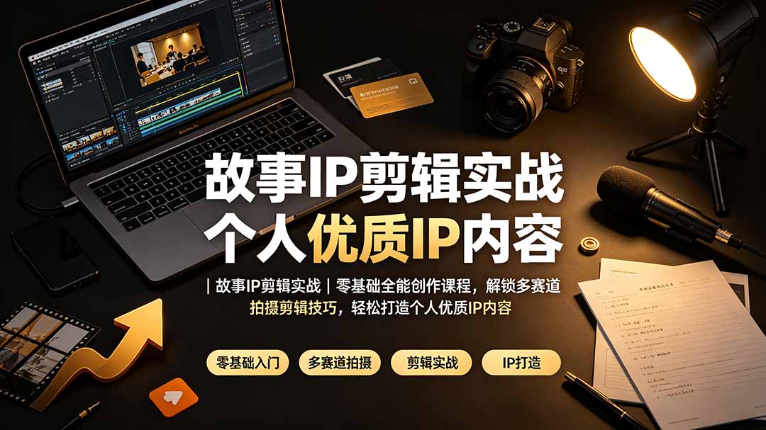 故事IP剪辑实战｜零基础全能创作课程，解锁多赛道拍摄剪辑技巧，轻松打造个人优质IP内容-佰因轻创网
