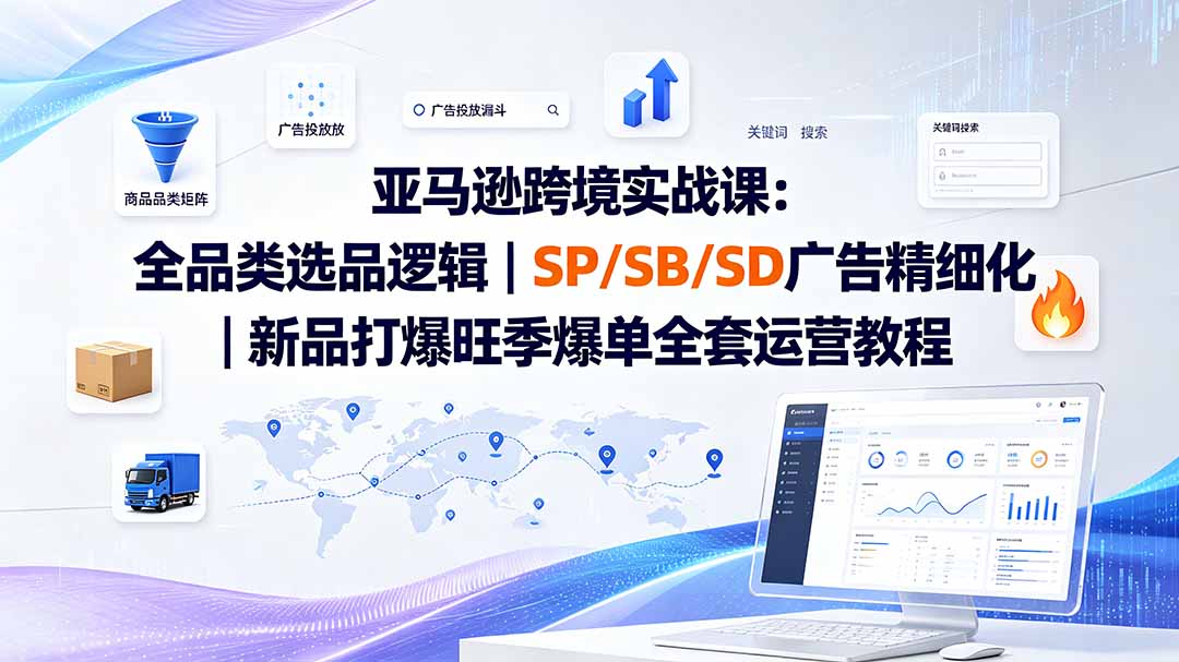 亚马逊跨境实战课-更新:全品类选品逻辑|SP/SB/SD广告精细化|新品打爆旺季爆单全套运营教程-佰因轻创网