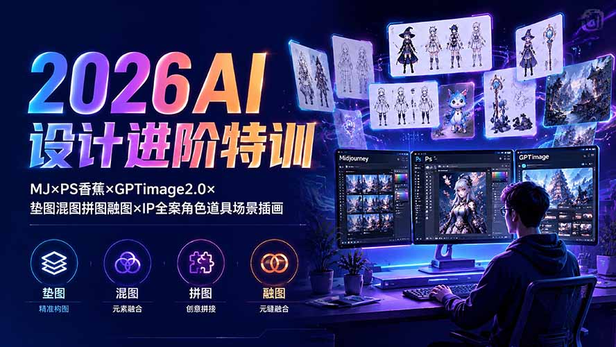 2026AI设计进阶特训：MJ×PS香蕉×GPTimage2.0×垫图混图拼图融图×IP全案角色道具场景插画-佰因轻创网