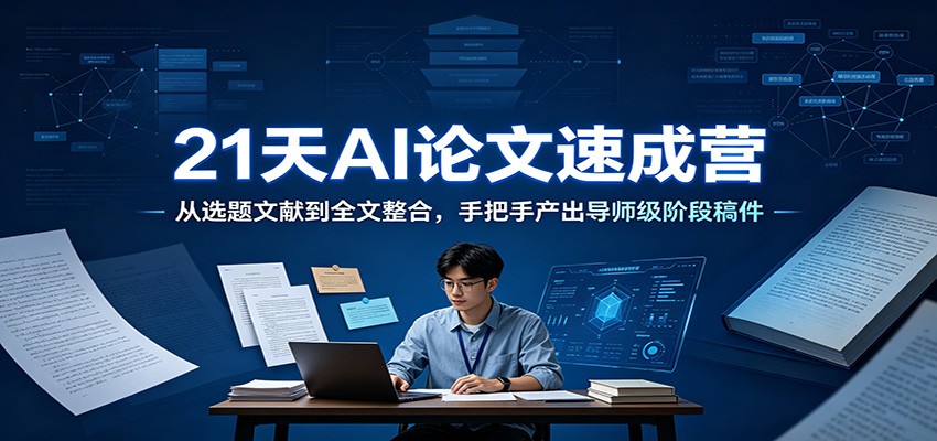 21天AI论文速成营:从选题文献到全文整合,手把手产出导师级阶段稿件-佰因轻创网