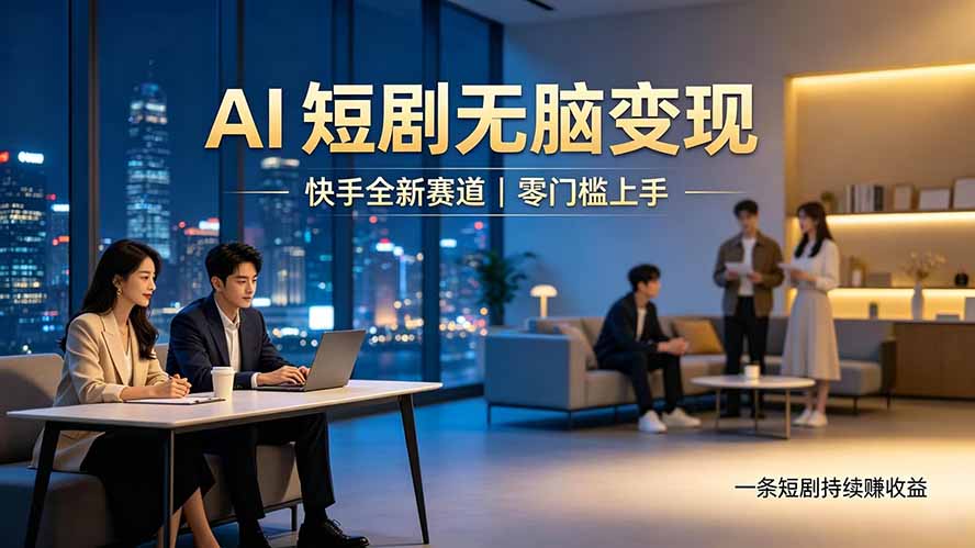 别乱找副业了，快手 AI 短剧零门槛长久被动增收-佰因轻创网