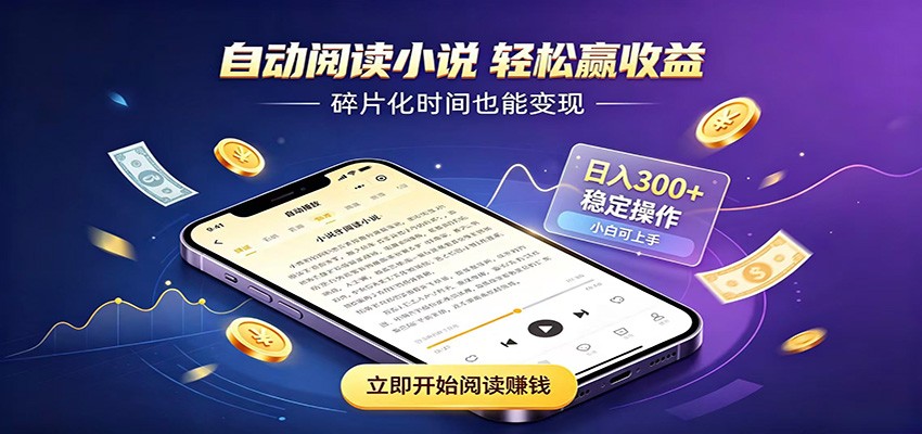 挂机看小说，全程自动运行不费精力，每日稳定赚三百-佰因轻创网