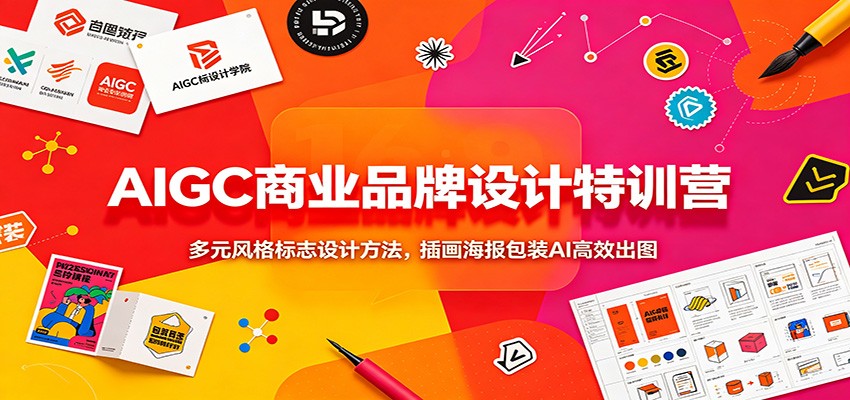 AIGC商业品牌设计特训营：多元风格标志设计方法，插画海报包装AI高效出图-佰因轻创网