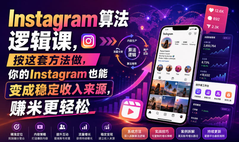 Instagram算法逻辑课，按这套方法做，你的Instagram也能变成稳定收入来源，賺米更轻松【原创双语字幕】-佰因轻创网