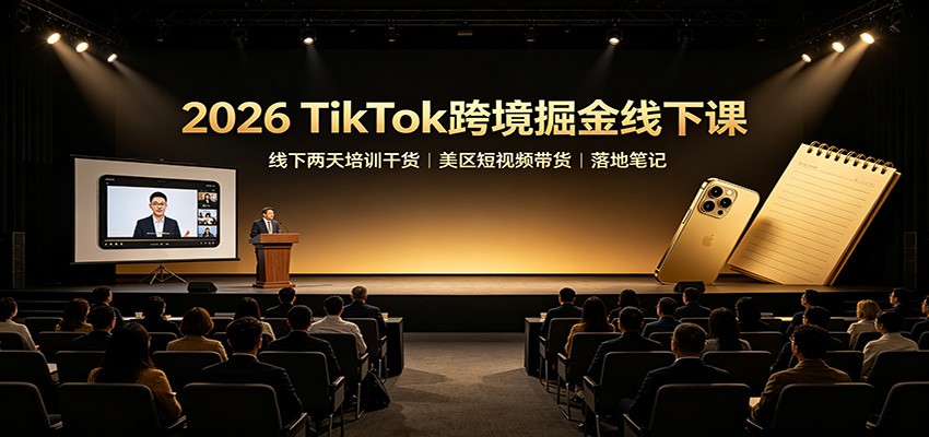 2026 TikTok跨境掘金线下课：线下两天培训干货，美区短视频带货落地笔记-佰因轻创网