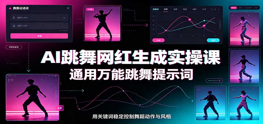 AI跳舞网红生成实操课：通用万能跳舞提示词，多模型适配，人物舞蹈视频制作全套教学-佰因轻创网