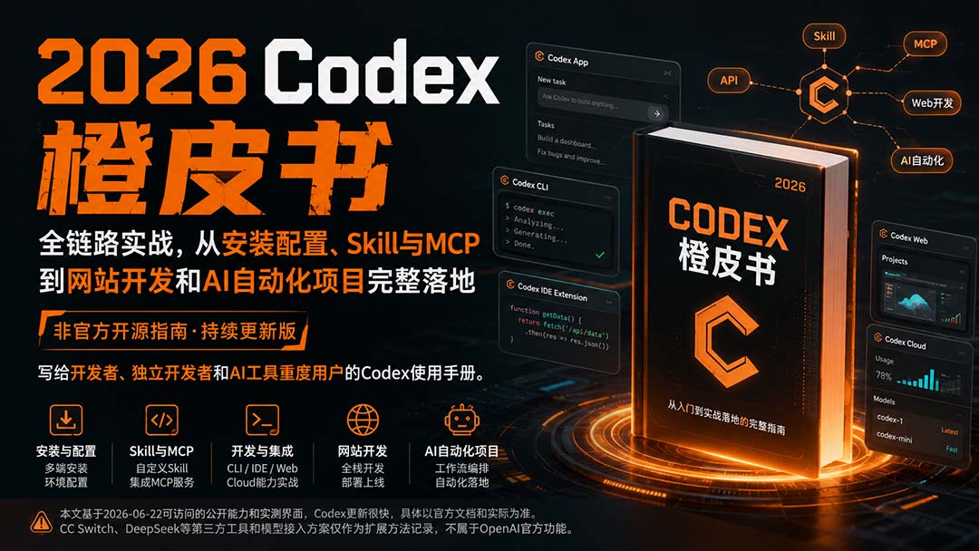 2026Codex橙皮书：全链路实战，从安装配置、Skill与MCP到网站开发和AI自动化项目完整落地-佰因轻创网