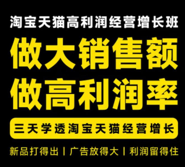 天猫淘宝高利润经营增长班杭州线下课31期8月22-24日，做大销售额做高利润率，三天学透淘宝天猫经营增长-佰因轻创网