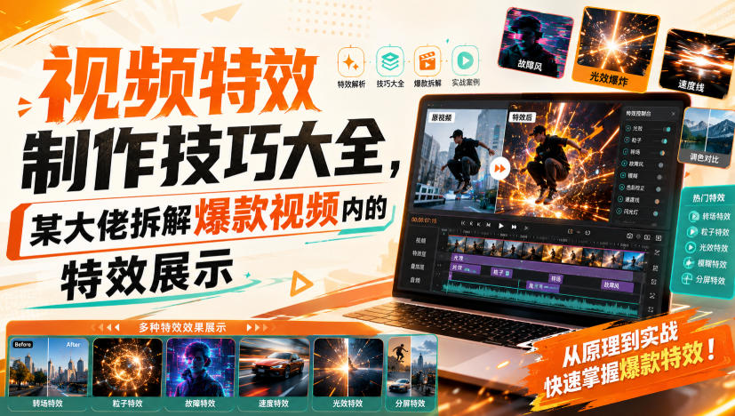 视频特效制作技巧大全，某大佬拆解爆款视频内的特效展示-佰因轻创网