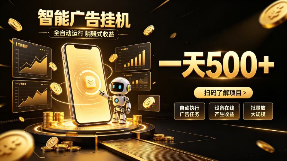 智能广告挂G项目,无需人工值守,全自动躺賺增收,单日收益可达500+【揭秘】-佰因轻创网