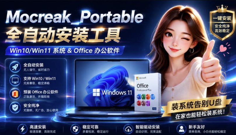 Mocreak全自动安装office和win10、win11系统，告别U盘装系统，使用安全可靠-佰因轻创网