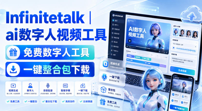 Infinitetalk丨ai数字人视频工具，免费数字人工具，一键整合包下载-佰因轻创网
