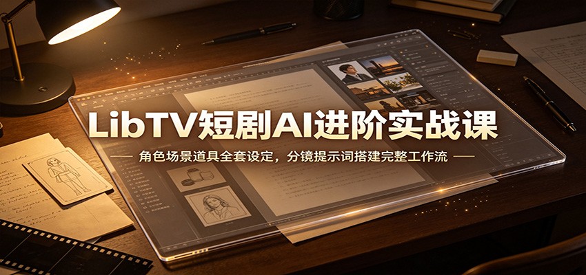 LibTV短剧AI进阶实战课：角色场景道具全套设定，分镜提示词搭建完整工作流-佰因轻创网