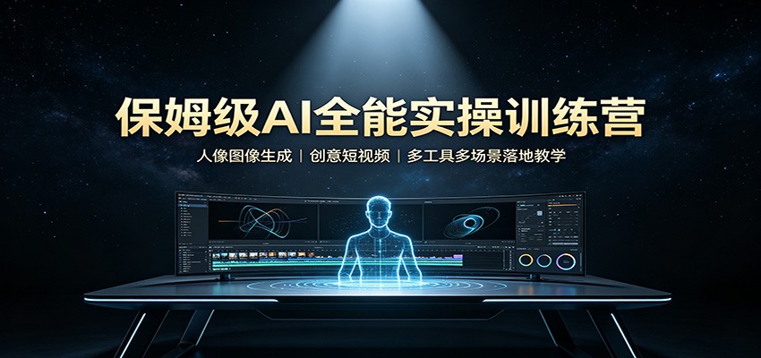 保姆级AI全能实操训练营：人像图像生成，创意短视频，多工具多场景落地教学-佰因轻创网