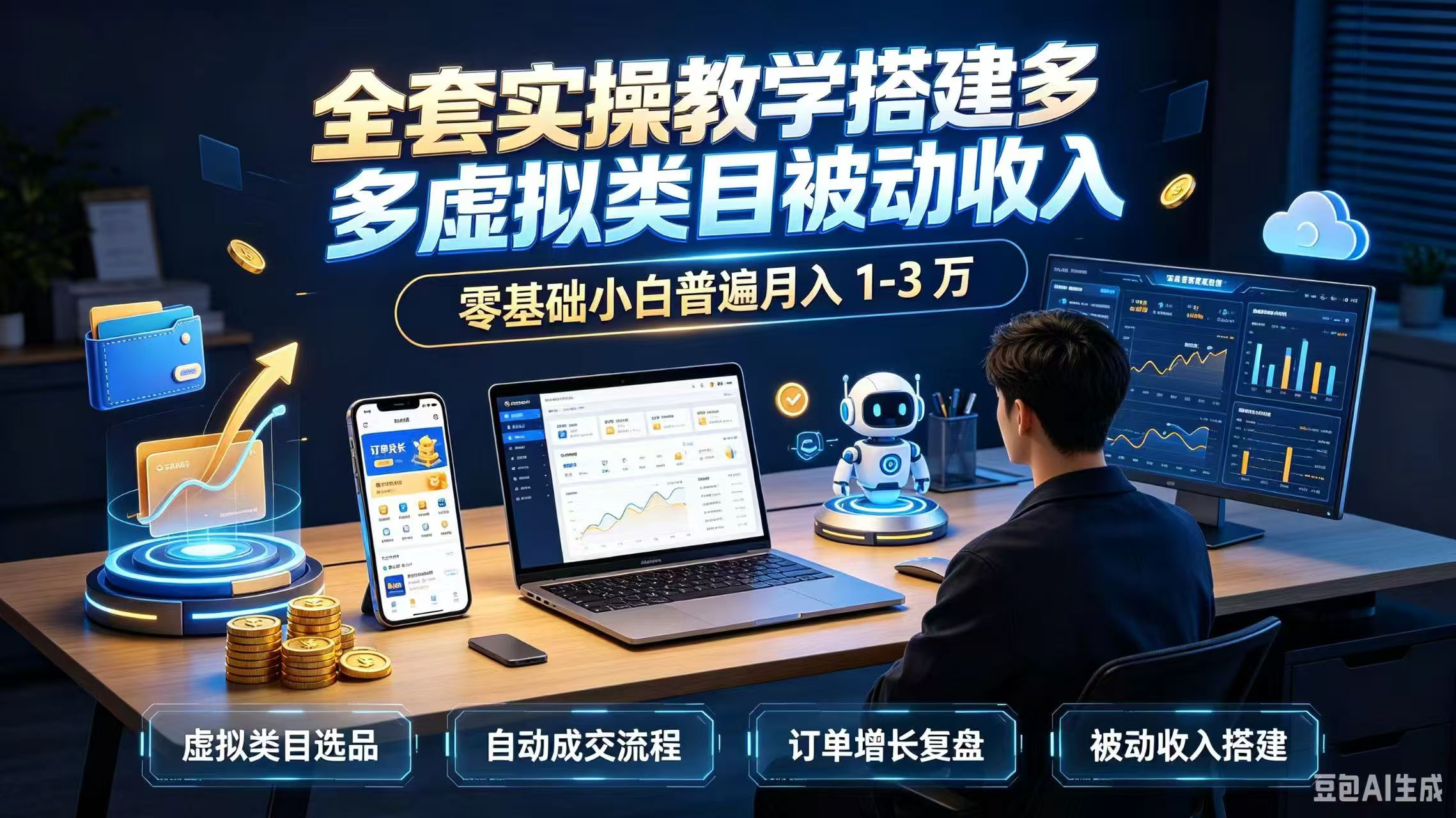 全套实操教学搭建多多虚拟类目被动收入，零基础小白普遍月入 1-3 万-佰因轻创网