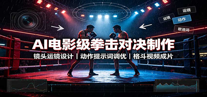 AI电影级拳击对决制作：镜头运镜设计，动作提示词调优，格斗视频成片-佰因轻创网