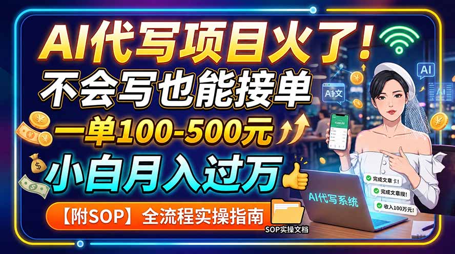 AI代写项目火了！不会写也能接单，一单100-500元，小白月入过万【附SOP】-佰因轻创网