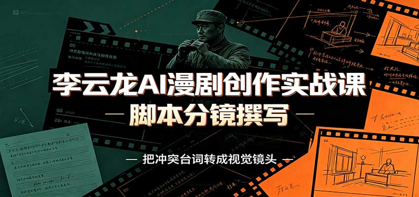 李云龙AI漫剧创作实战课：角色人设还原，脚本分镜撰写，AI漫剧成片完整制作教学-佰因轻创网