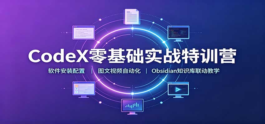 CodeX零基础实战特训营：软件安装配置，图文视频自动化，Obsidian知识库联动教学-佰因轻创网