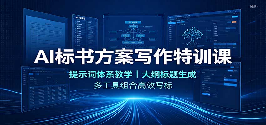 AI标书方案写作特训课：提示词体系教学，大纲标题生成，多工具组合高效写标-佰因轻创网