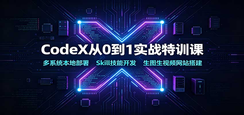 CodeX从0到1实战特训课：多系统本地部署，Skill技能开发，生图生视频网站搭建-佰因轻创网