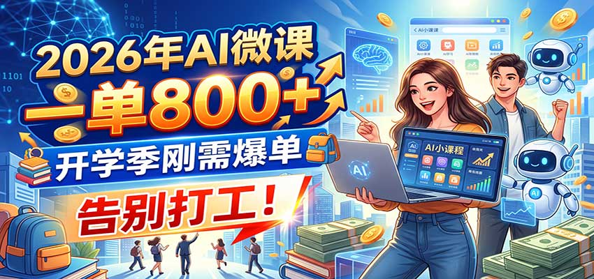 2026年AI微课，一单800+，开学季刚需爆单，告别打工！-佰因轻创网