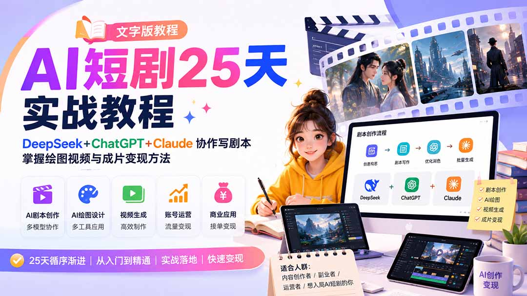 AI短剧25天实战教程(文字版教程-佰因轻创网