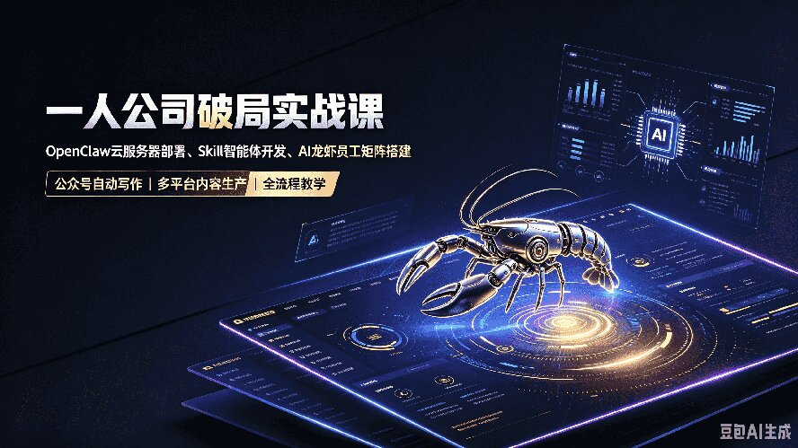 一人公司破局实战课｜OpenClaw云服务器部署、Skill智能体开发、AI龙虾员工矩阵搭建，公众号自动写作与多平台内容…-佰因轻创网