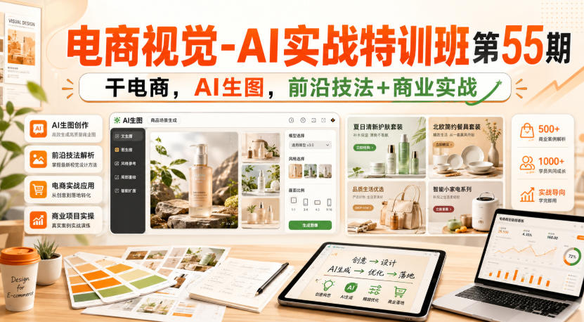 电商视觉-AI实战特训班第55期，干电商，AI生图，前沿技法+商业实战-佰因轻创网