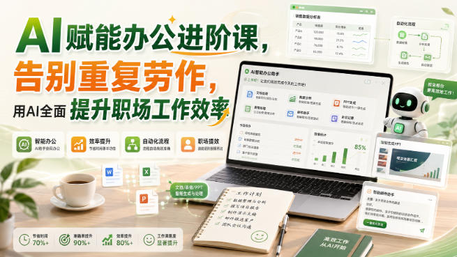 AI赋能办公进阶课，告别重复劳作，用AI全面提升职场工作效率-佰因轻创网