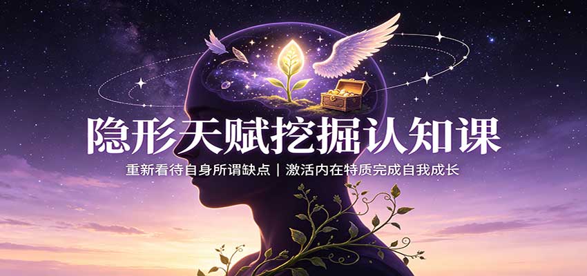 隐形天赋挖掘认知课：重新看待自身所谓缺点，激活内在特质完成自我成长-佰因轻创网
