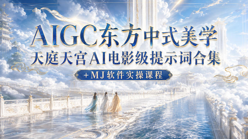 AIGC东方中式美学天庭天宫AI电影级提示词合集+MJ软件实操课程-佰因轻创网
