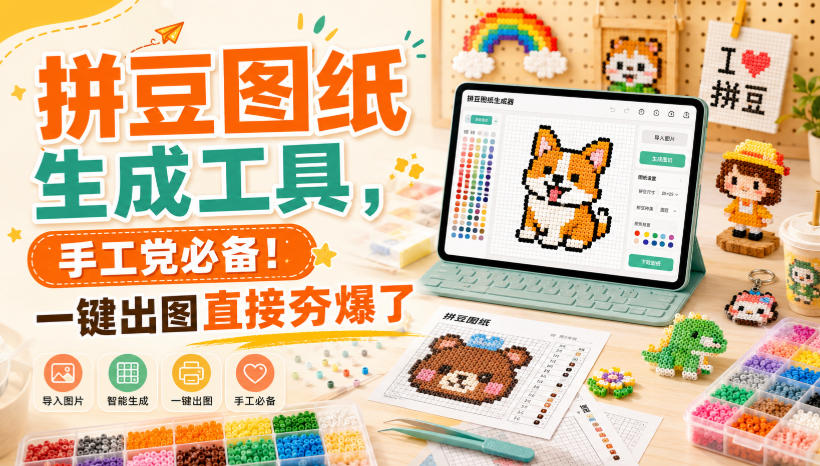 拼豆图纸生成工具，手工党必备！一键出图直接夯爆了-佰因轻创网