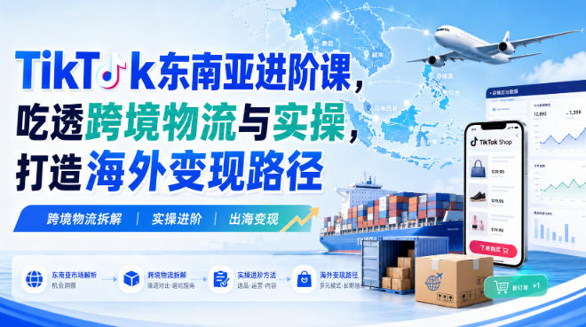 TikTok东南亚进阶课,吃透跨境物流与实操,打造海外变现路径-佰因轻创网