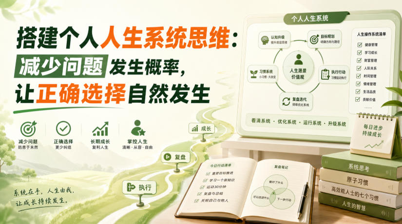 付费文章：搭建个人人生系统思维：减少问题发生概率，让正确选择自然发生-佰因轻创网
