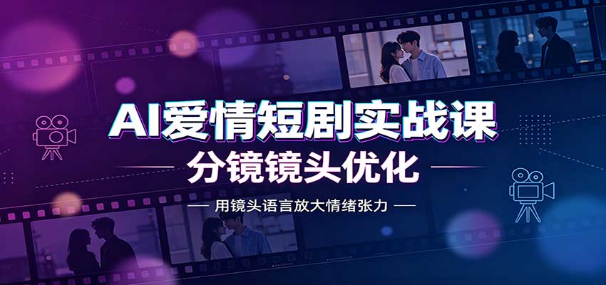 AI爱情短剧实战课：故事剧本创作，分镜镜头优化，智能体提示词-佰因轻创网