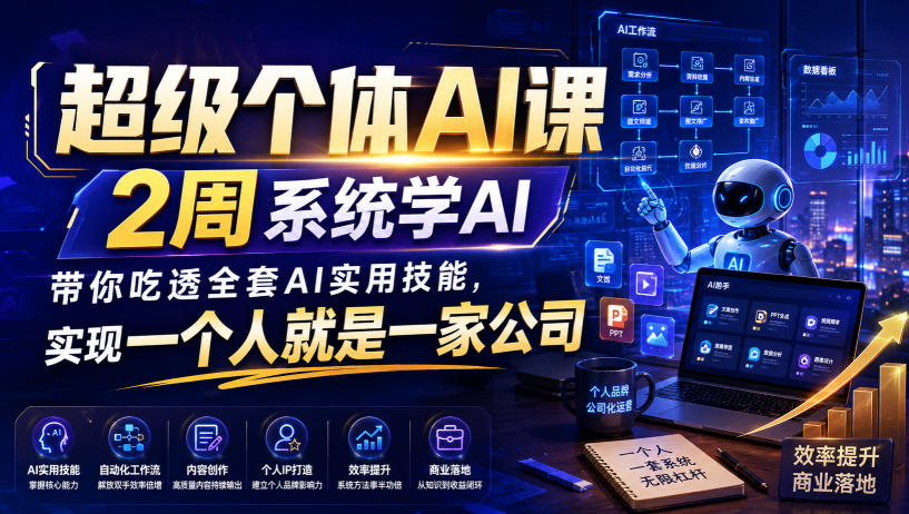 超级个体AI课，2周系统学AI，带你吃透全套AI实用技能，实现一个人就是一家公司(更新0818)-佰因轻创网