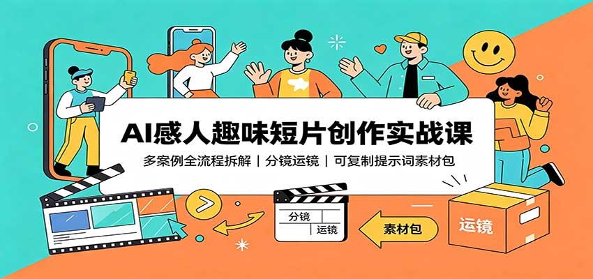 AI感人趣味短片创作实战课：多案例全流程拆解，分镜运镜，可复制提示词素材包-佰因轻创网