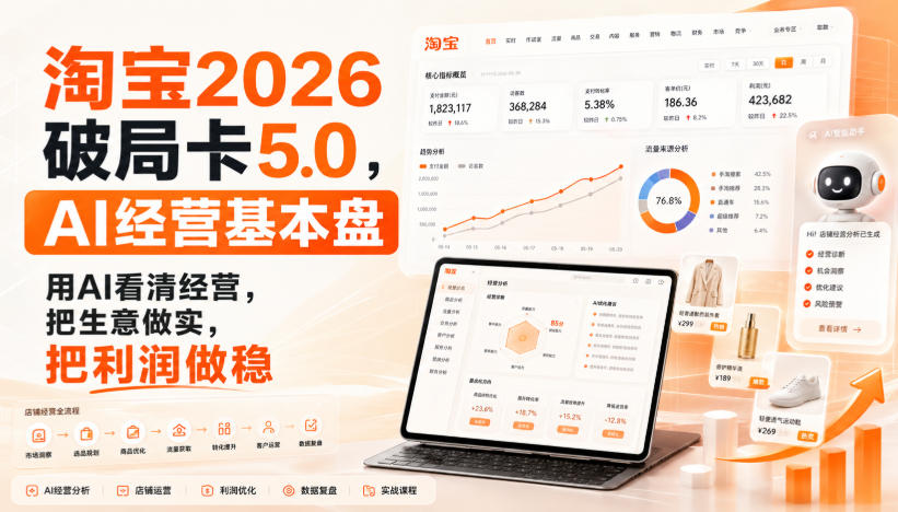 智篆商业-淘宝2026破局卡5.0，AI经营基本盘，用AI看清经营，把生意做实，把利润做稳-佰因轻创网