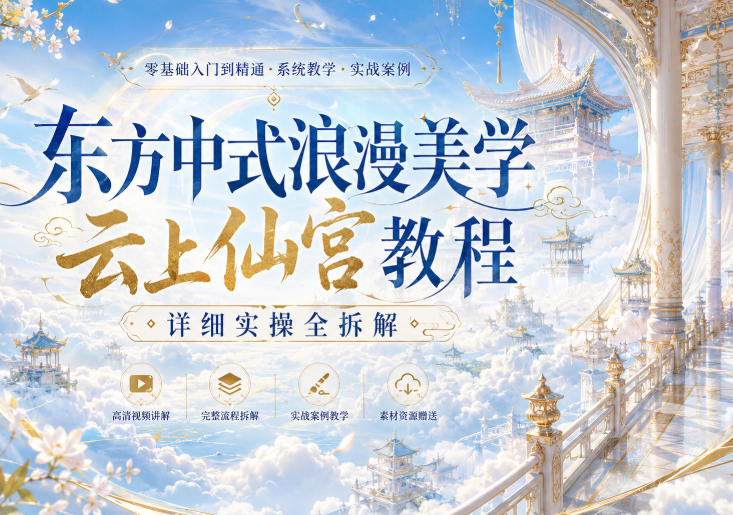 东方中式浪漫美学云上仙宫教程，详细实操全拆解-佰因轻创网