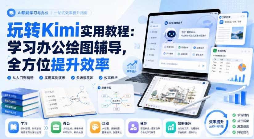 玩转Kimi实用教程：学习办公绘图辅导，全方位提升效率-佰因轻创网