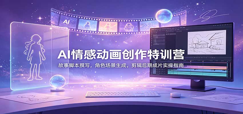 AI情感动画创作特训营：故事脚本撰写，角色场景生成，剪辑后期成片实操指南-佰因轻创网