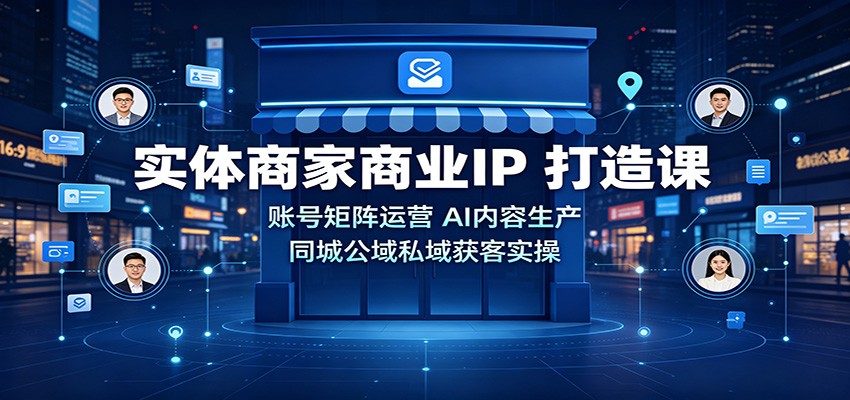 实体商家商业IP打造课：账号矩阵运营，AI内容生产，同城公域私域获客实操-佰因轻创网