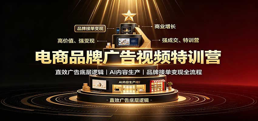 电商品牌广告视频特训：直效广告底层逻辑，AI内容生产，品牌接单变现全流程-佰因轻创网