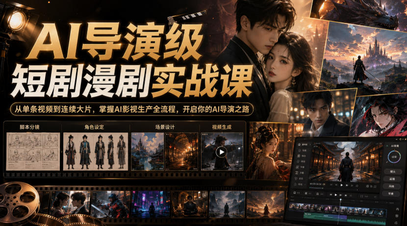 AI导演级短剧漫剧实战课，从单条视频到连续大片，掌握AI影视生产全流程，开启你的AI导演之路!-佰因轻创网